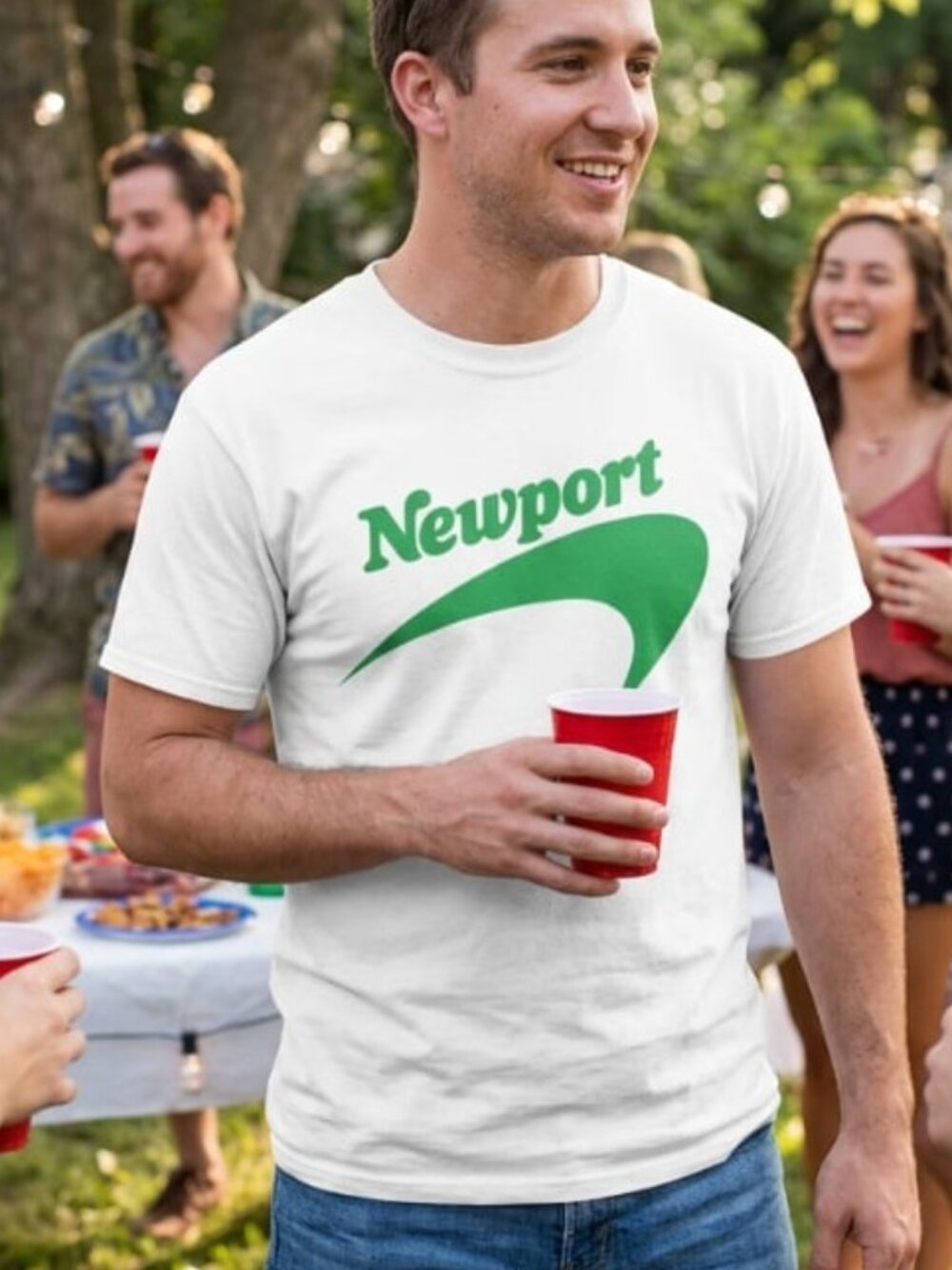 Vintage NEW XL Adult Newport Cigarette NEON Green Promo T-shirt White Never Worn